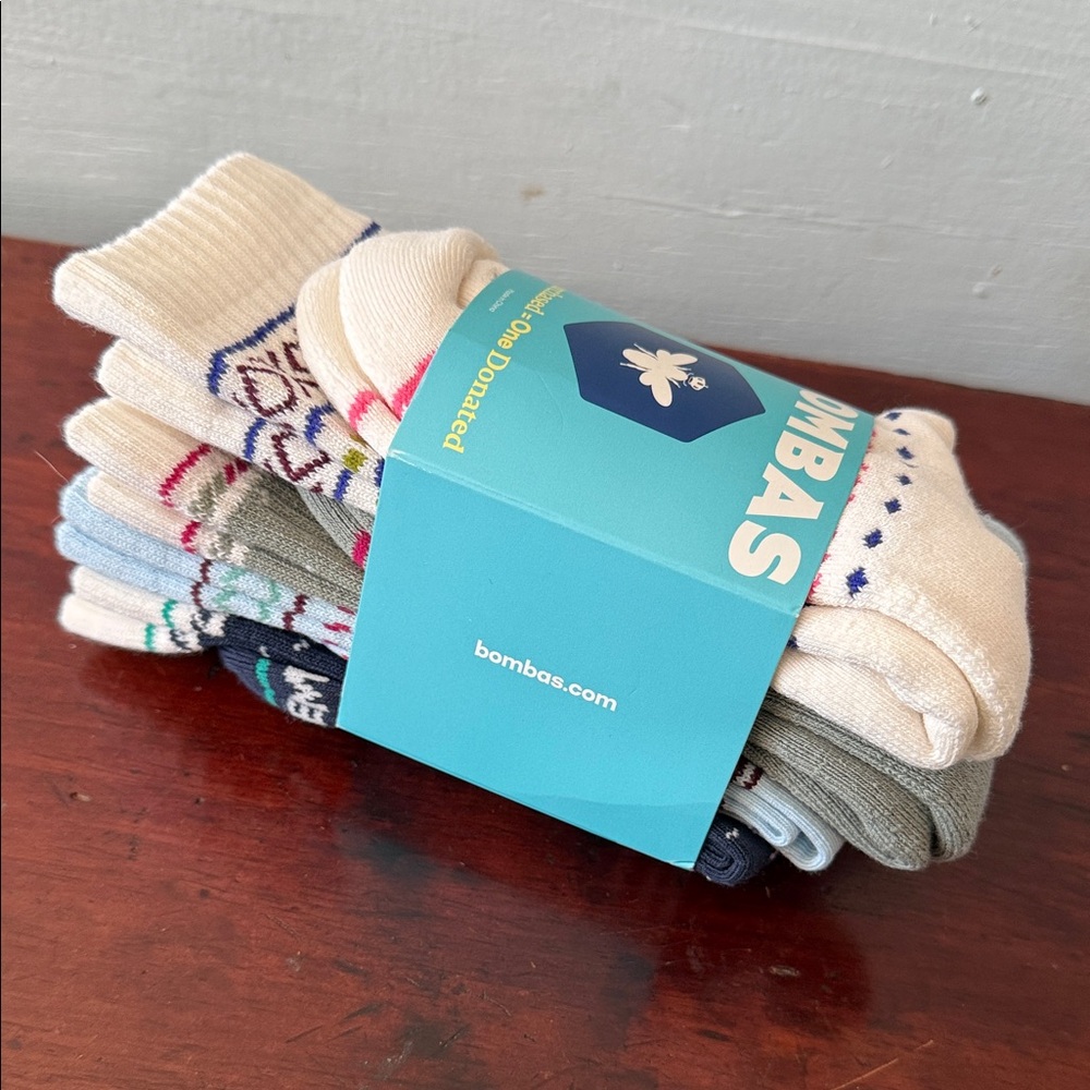 Bombas Men's Cream and Gray Patterned Socks